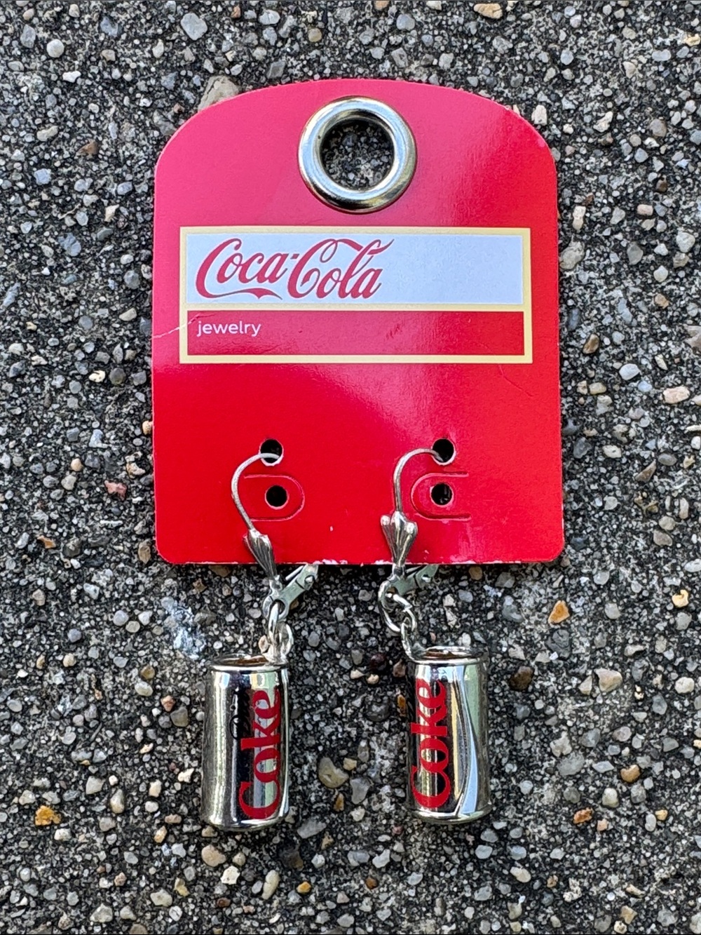 NWT Diet Coke Silver & Red Can Dangle Earrings